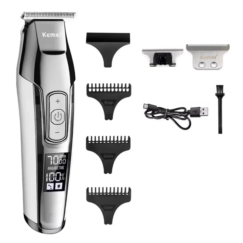 Kemei KM-5027 Rechargeable Hair Clipper with LCD Display