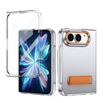 Transparent Kickstand Case with Tempered Glass Screen Protector for iPhone Duo