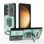 Shockproof Armor Case with Slide Camera Lens Protection & Ring Stand for Samsung Galaxy S25 Series