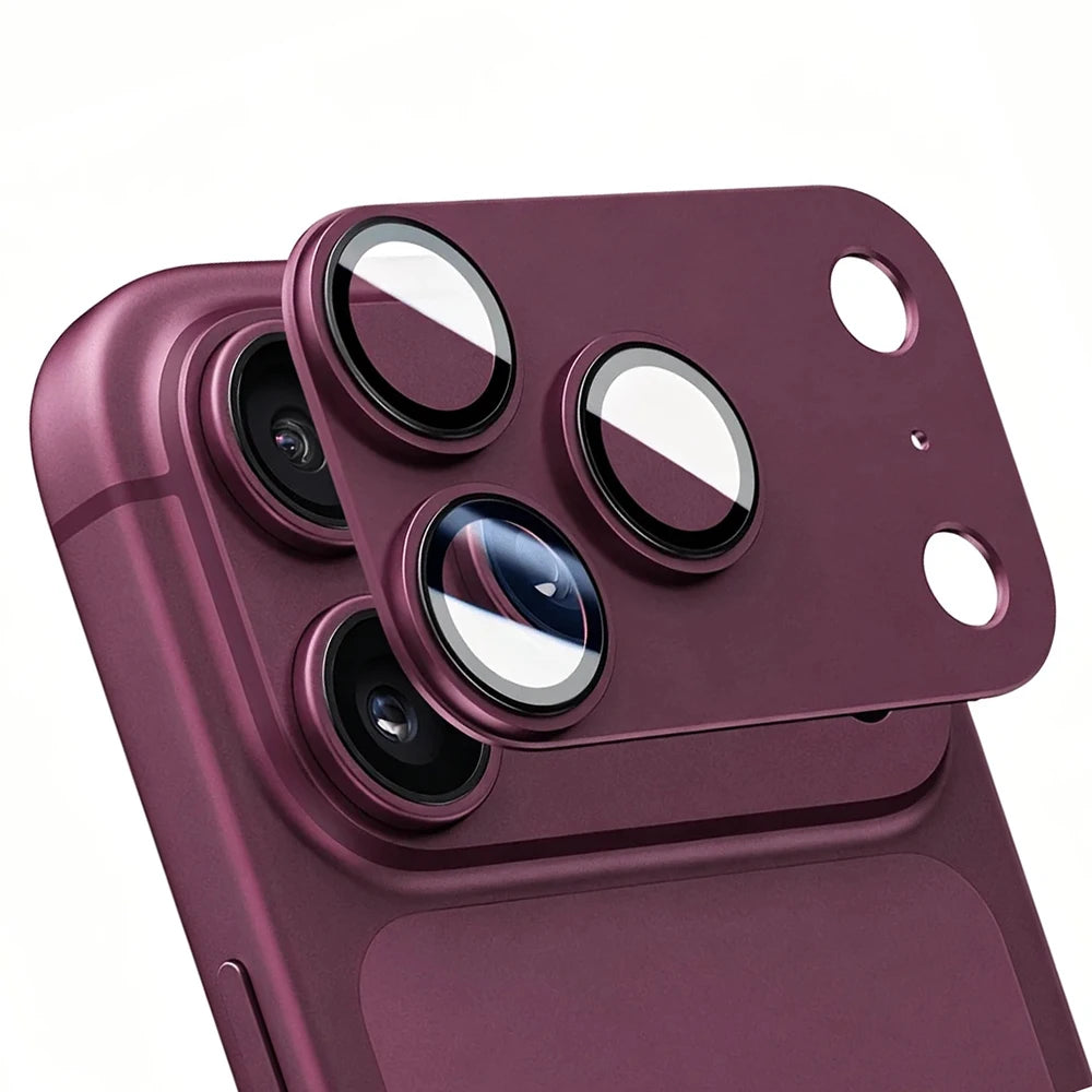 Tempered Glass Camera Lens Protector with Metal Ring for iPhone 18 Series