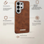 Samsung Galaxy S26 Series Luxury Magnetic Leather Case with Lens Protection