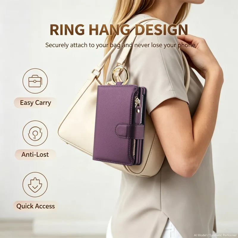 Leather Crossbody Wallet Case with Adjustable Strap for Samsung Galaxy Z Fold 8