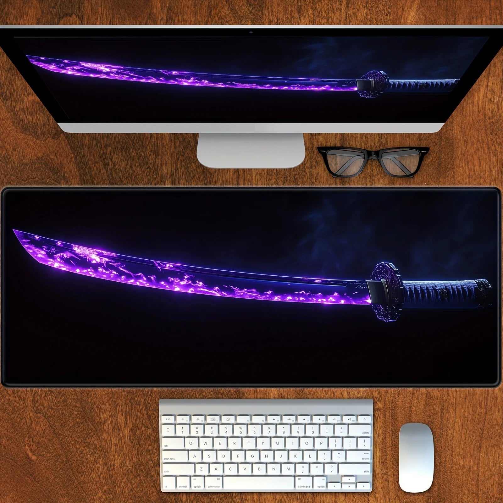 Black Samurai Sword Design Gaming Mouse Pad