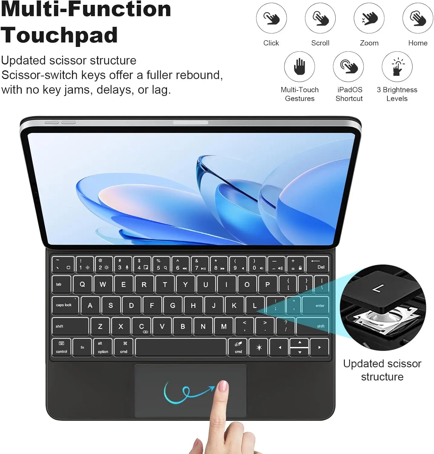 Premium Backlight Touchpad Keyboard for iPad Pro M5 (2025)