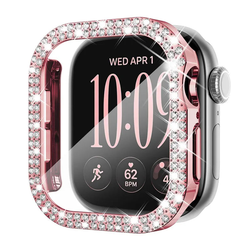 Tempered Glass Screen Protector Case with Polycarbonate Bumper for Apple Watch