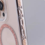Transparent Frosted MagSafe Case with Oval Glitter Ring for iPhone 16 Series