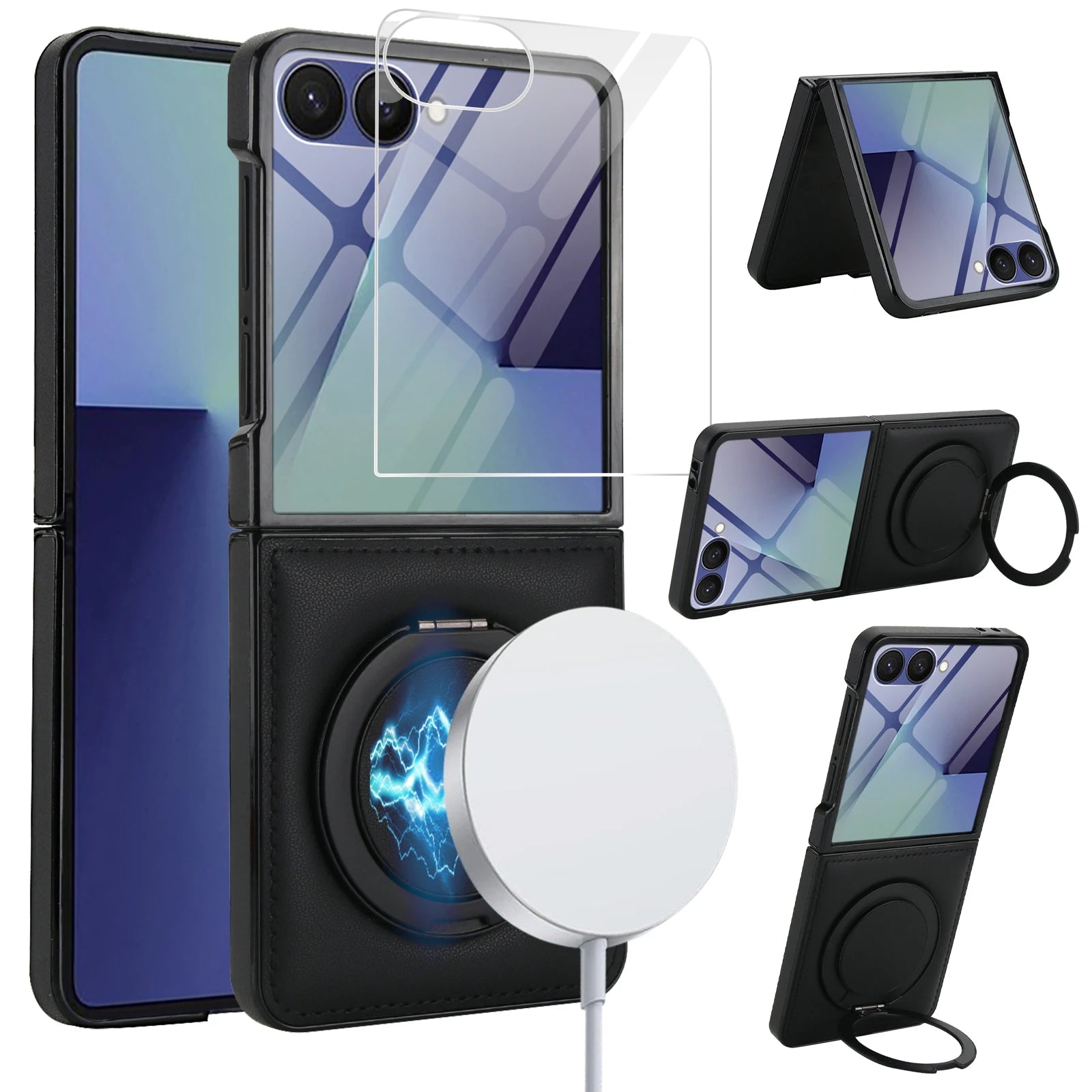 Business Leather Case with 360 Rotating Stand for Samsung Galaxy Z Flip 7