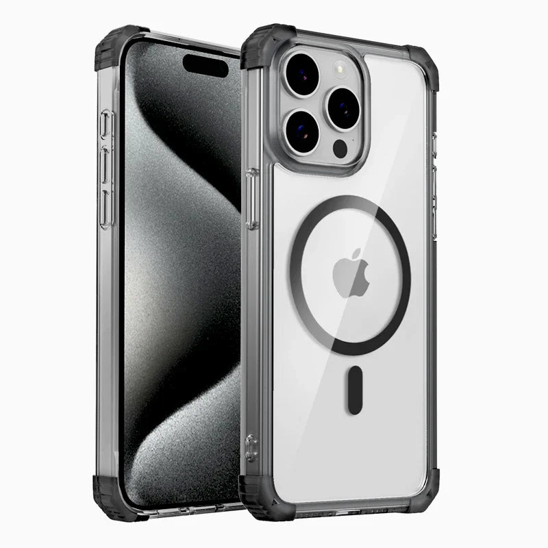 Shockproof Armor Transparent MagSafe Case for iPhone 16 Series