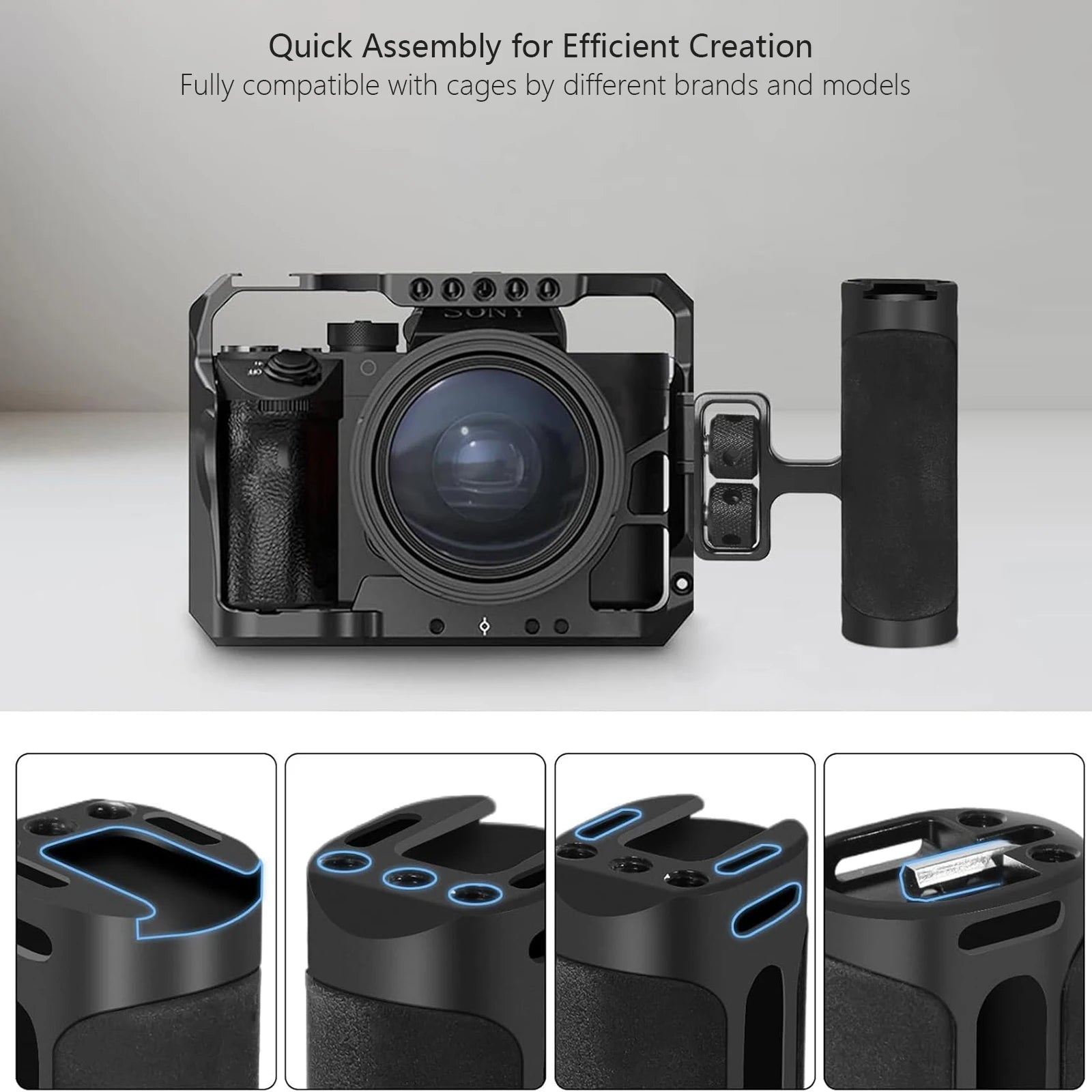 Probty Universal Mini Handgrip for DSLR Camera Cages