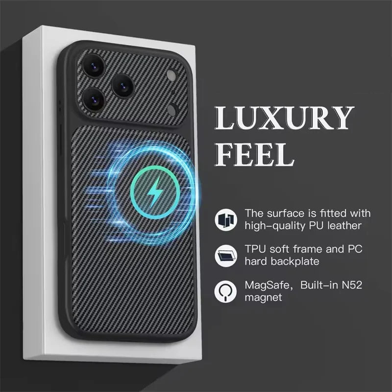 PU Leather MagSafe Case with Raised Camera Guard for iPhone 17 Series