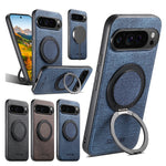 Google Pixel 9 Series Denim Magnetic Case with 360° Ring Bracket & Kickstand