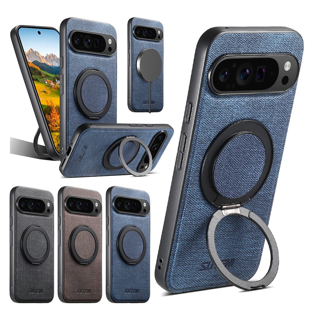 Google Pixel 9 Series Denim Magnetic Case with 360° Ring Bracket & Kickstand