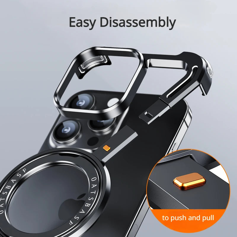 Z-Shape Frameless Metal MagSafe Phone Case for iPhone 15 Series