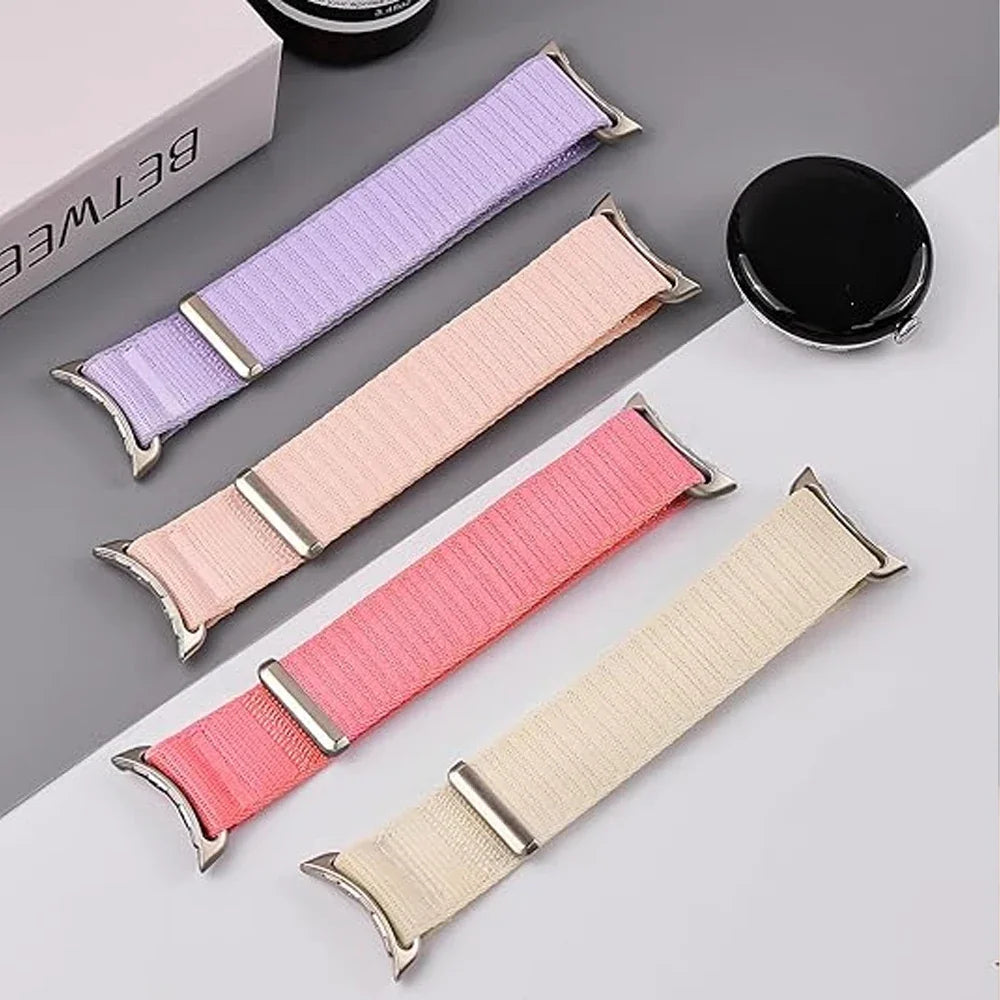 Elastic Nylon Watch Band with Velcro Adjustment Strap for Google Pixel Watch 4
