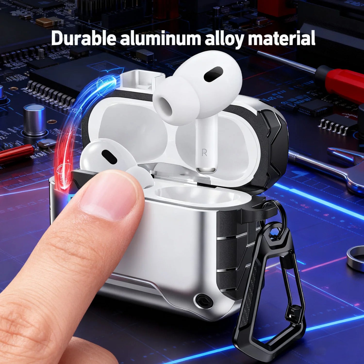 AirPods Pro 3 Case with Secure Lock and Phone Stand