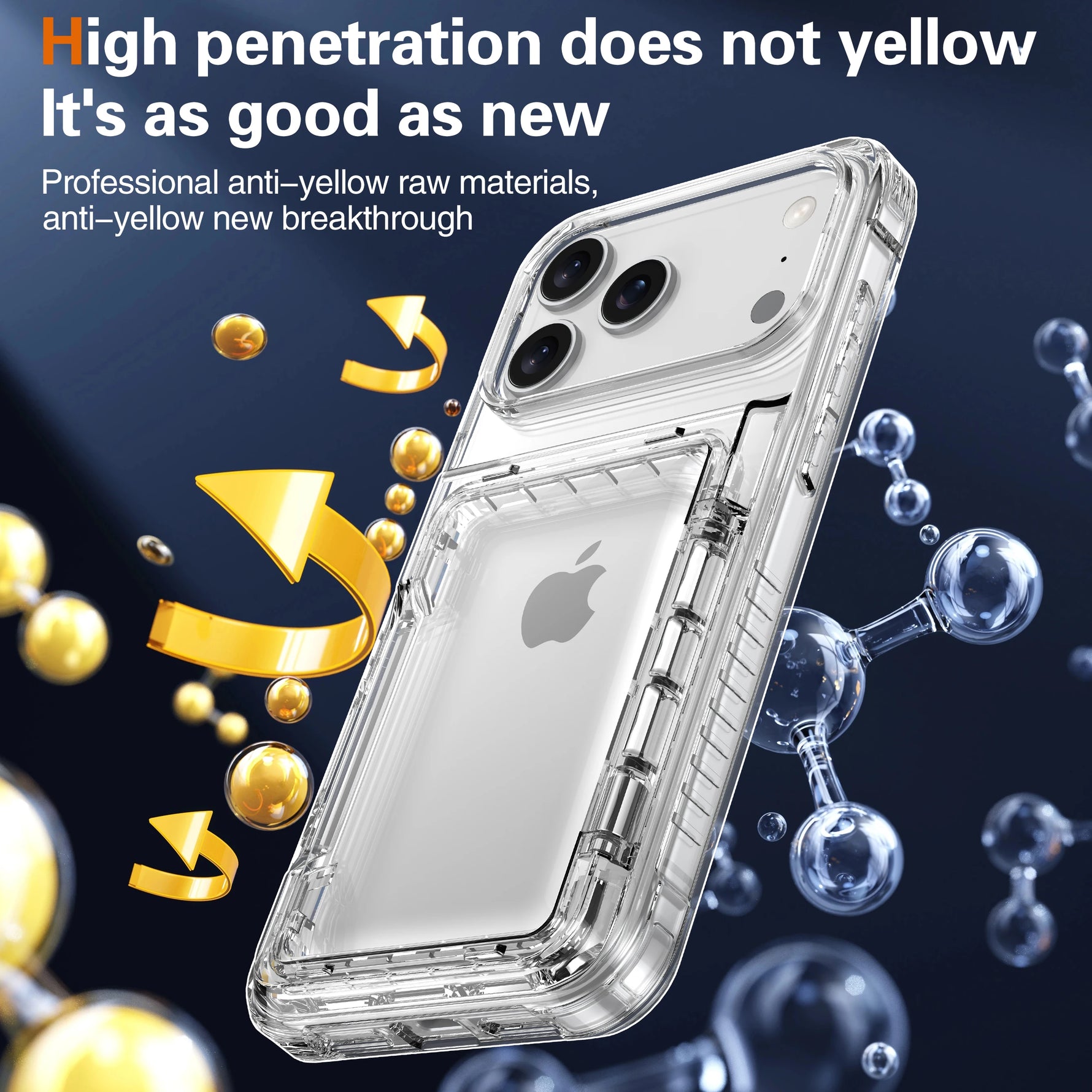 Anti-Yellow Transparent Wallet Case for iPhone 17 Series
