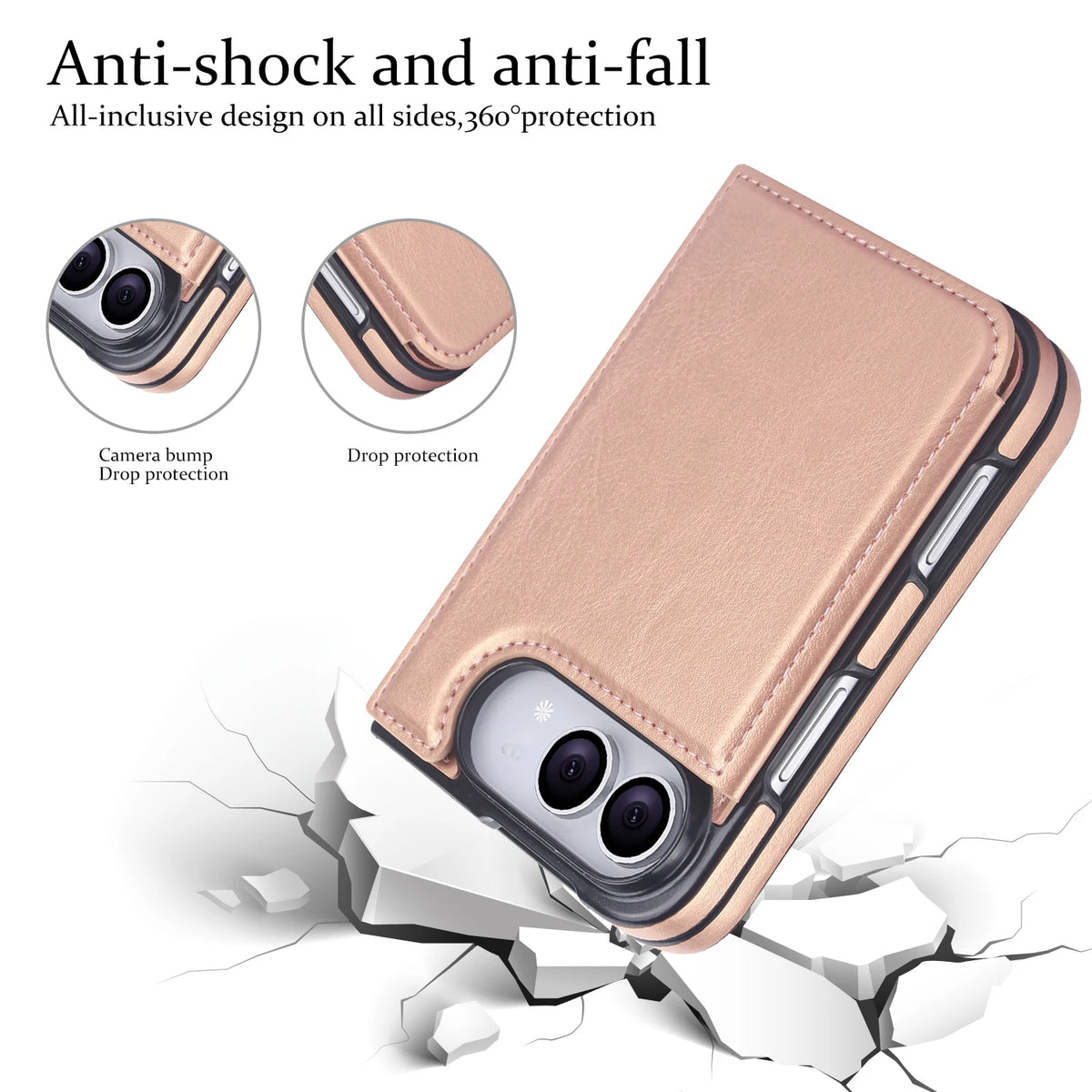 Leather Flip Wallet Case with Adjustable Stand for iPhone Duo