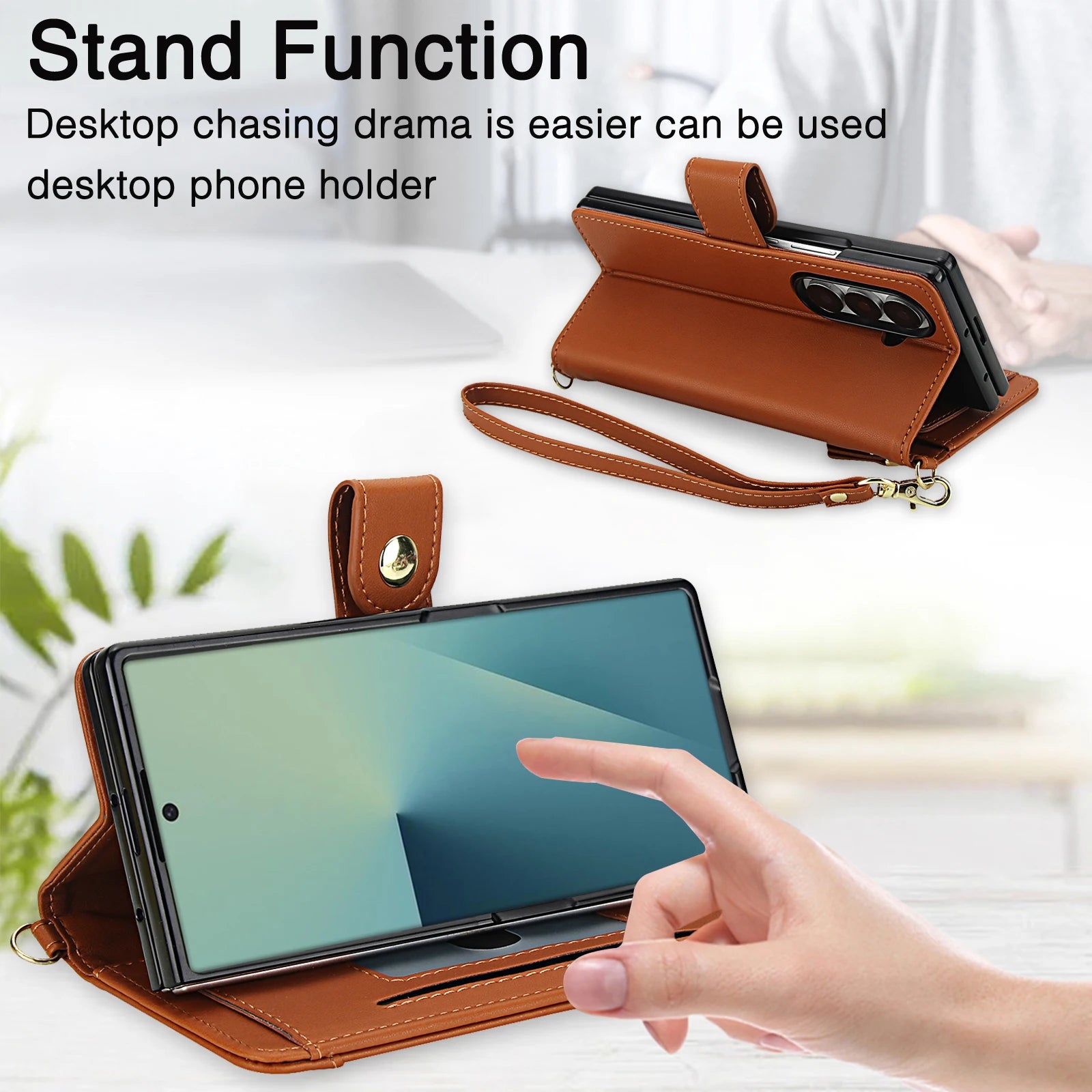 Shockproof Zipper Wallet Folio with Kickstand for Samsung Galaxy Z Fold 6