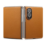 Genuine Cowhide Leather Flip Case with Card Slot for Samsung Galaxy Z Fold 8