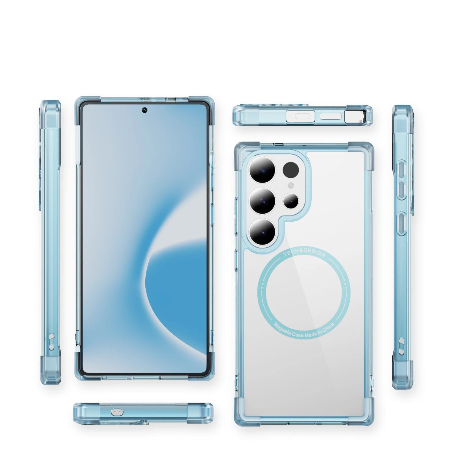 Clear Shockproof Magnetic Case with Airbag Protection for Samsung Galaxy S24 Series