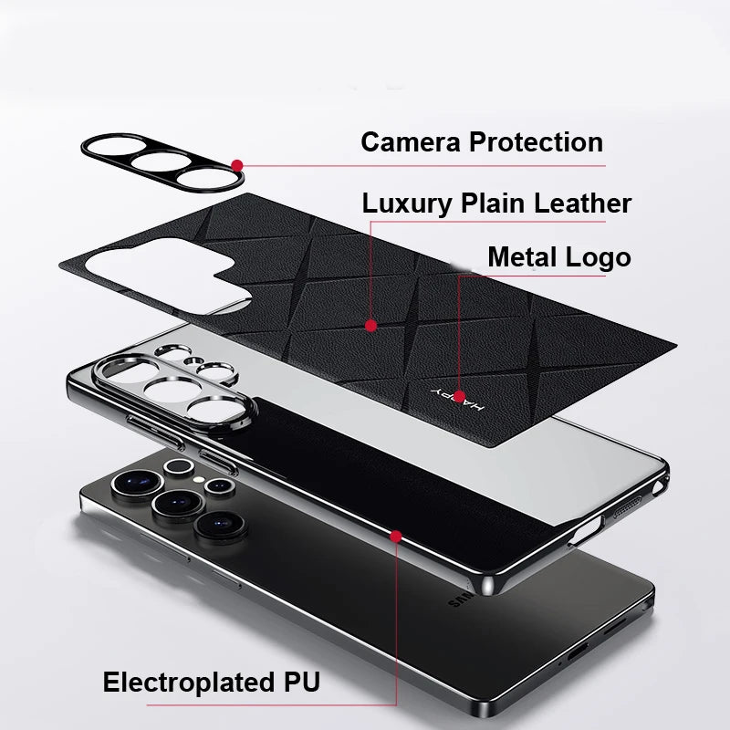 Luxury PU Leather Case with Soft Frame for Samsung Galaxy S26 Series