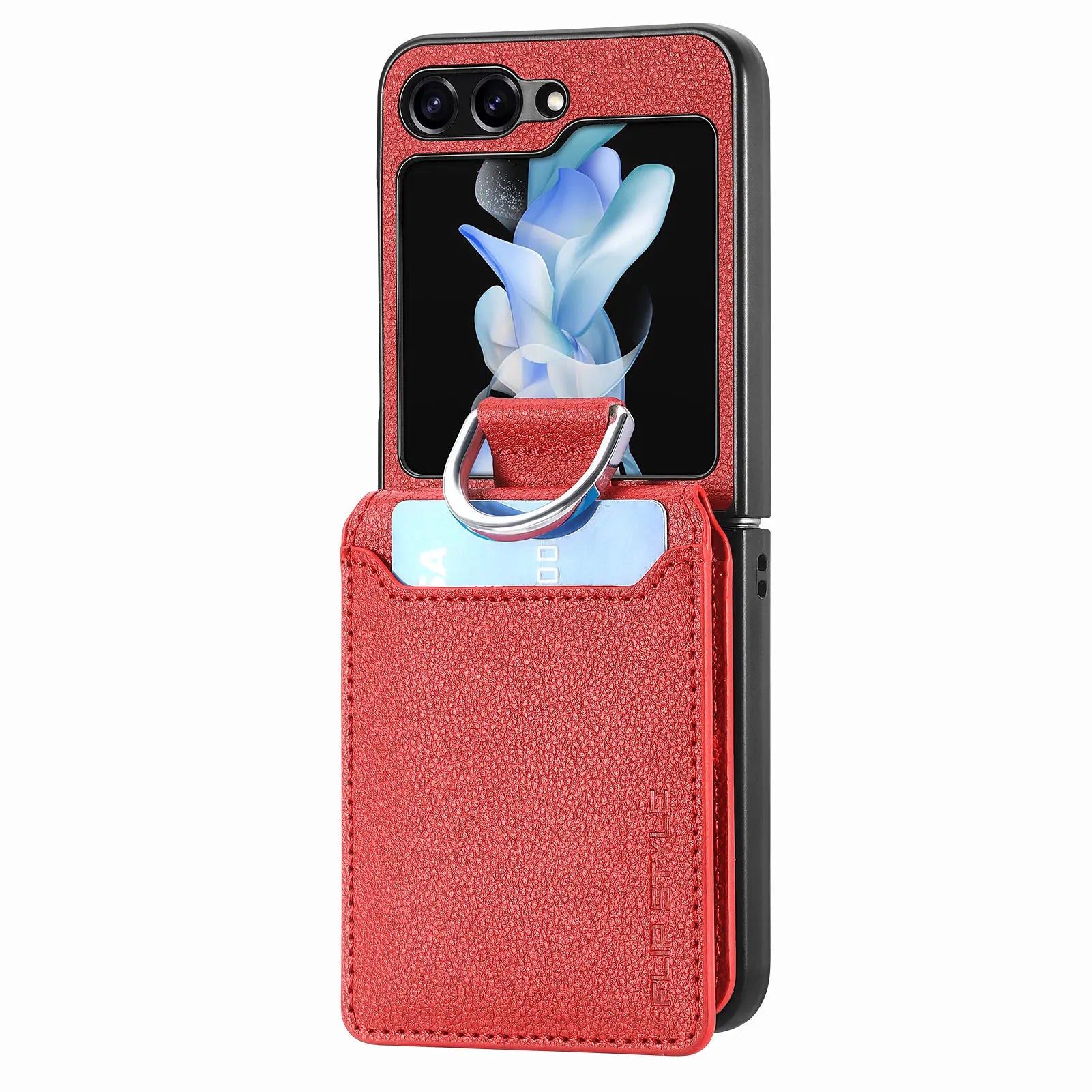 Luxury PU Leather Wallet Case with Ring for Samsung Galaxy Z Flip 5
