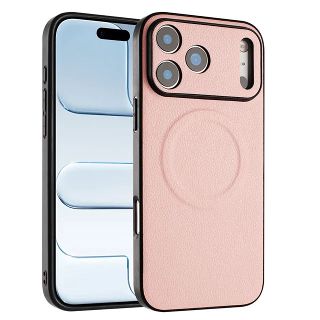 Litchi-Textured MagSafe Case with Raised Camera Protection for iPhone 17 Series