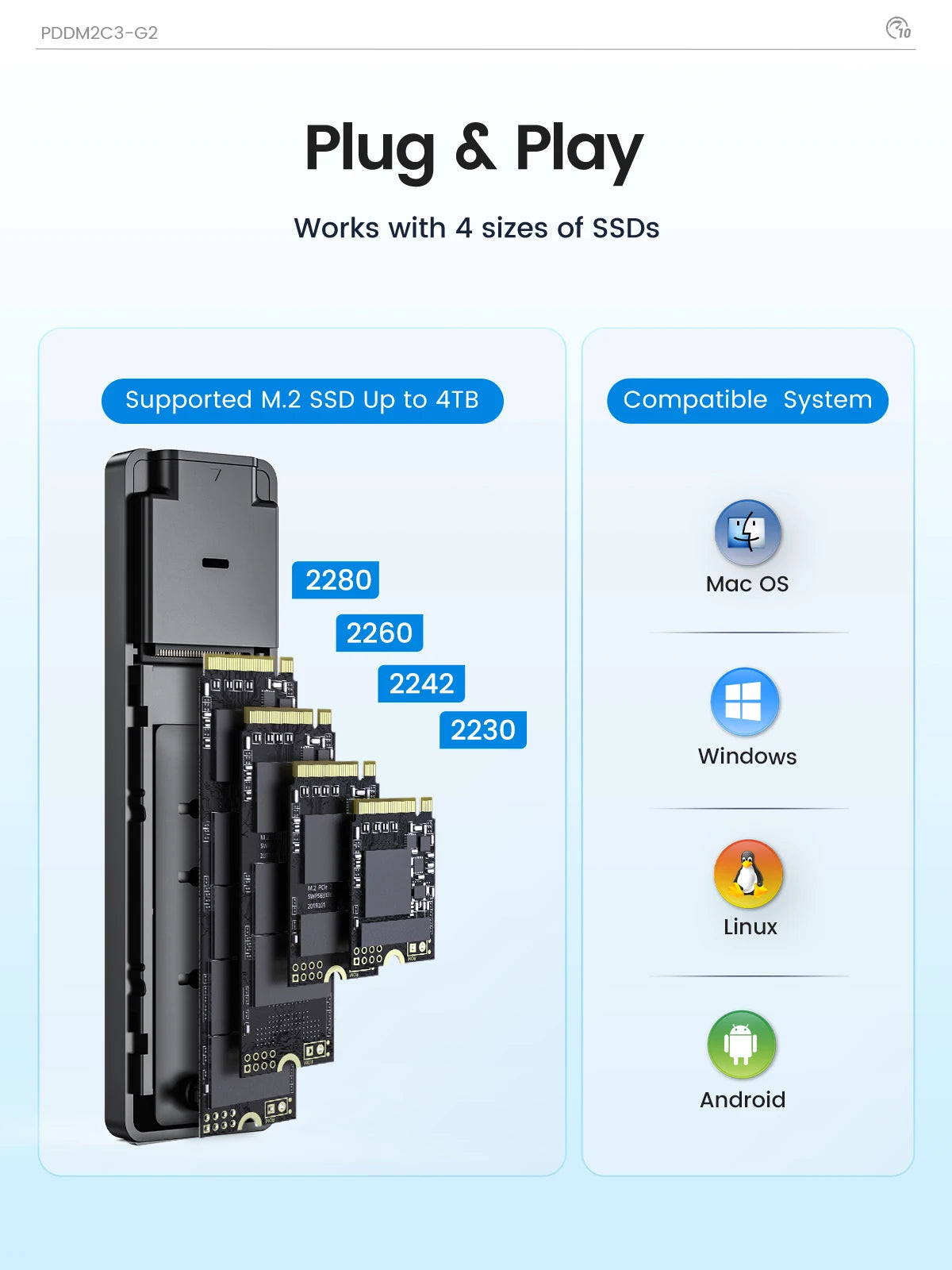 ORICO Tool-Free M.2 NVMe SSD External Enclosure