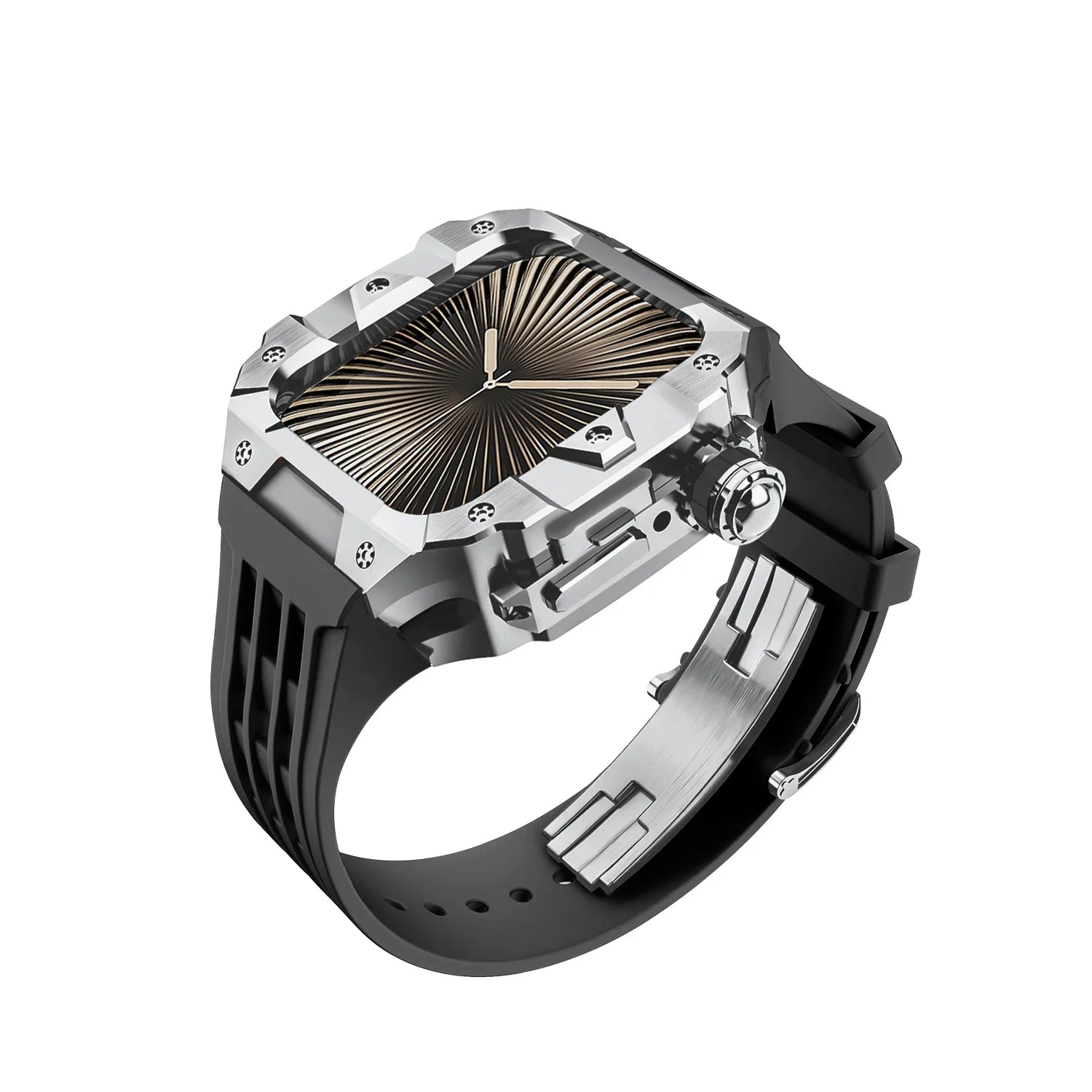 Luxury Stainless Steel Case & Silicone Strap Modification Kit for Apple Watch Series 10 (46mm)