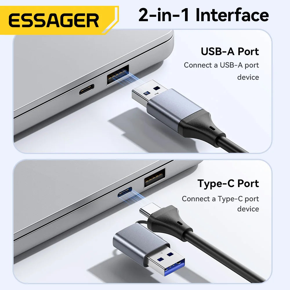 Essager 2-in-1 USB-A Type-C Card Reader