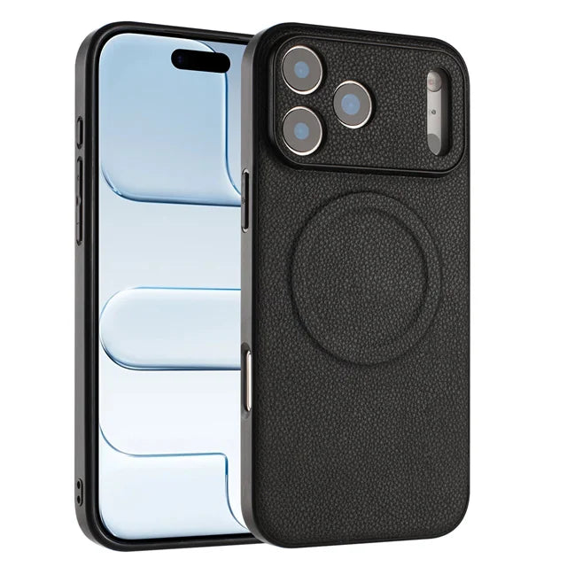 Litchi-Textured MagSafe Case with Raised Camera Protection for iPhone 17 Series