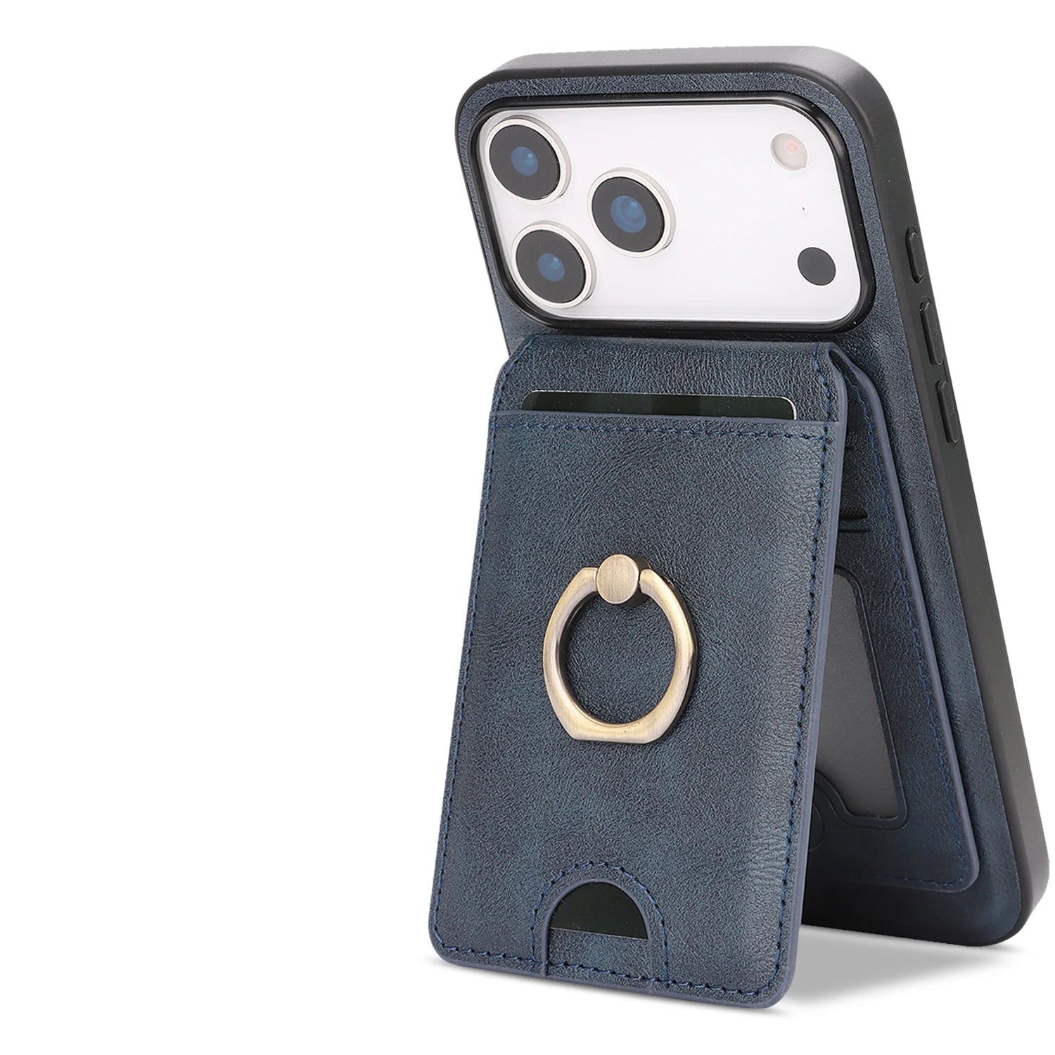 MagSafe Compatible Leather Case with Removable Vertical Card Slot for iPhone 17 Series