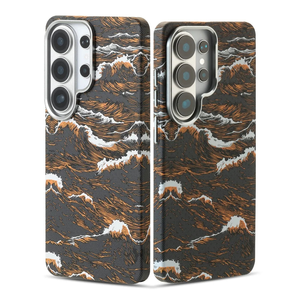 Wave Pattern Magnetic Case with Raised Lens Protection for Samsung Galaxy S25 Series