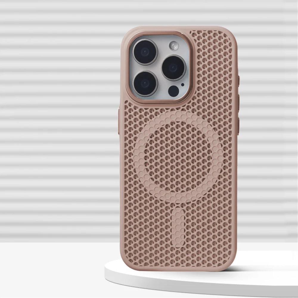 Honeycomb Grid Mesh Cooling Case with MagSafe for iPhone 15 Series