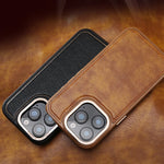 Luxury PU Leather Magsafe Phone Case with Reinforced Metal Camera Frame for iPhone 16 Series