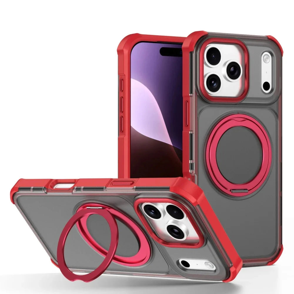 Matte Translucent MagSafe Case with 360° Rotatable Kickstand for iPhone 17 Series