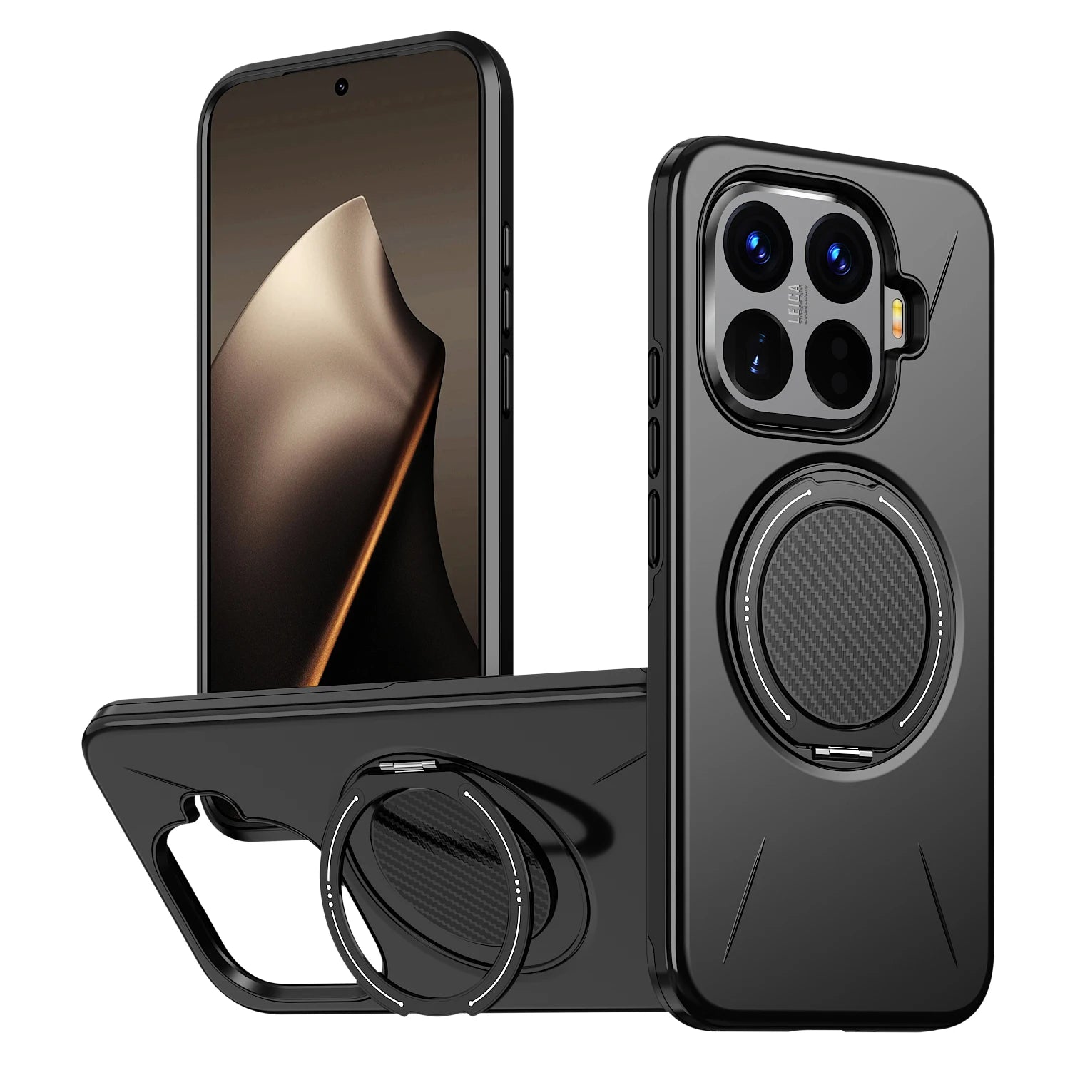 Heavy-Duty TPU and Hard PC Case with Ring Holder for Xiaomi 15T / 15T Pro