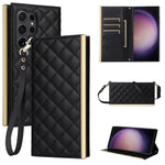 Rhombus PU Leather Crossbody Wallet Case for Samsung Galaxy S24 Series