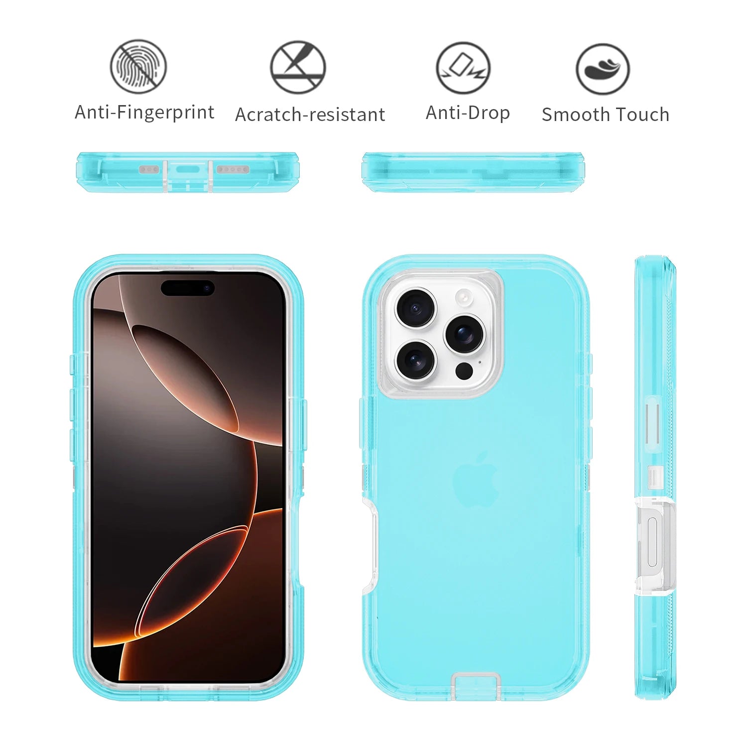 iPhone 16 Series Hard PC + TPU Transparent Armor Shockproof Defender Case