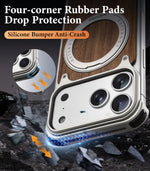 Shockproof Wooden MagSafe Case with 360° Kickstand Ring for iPhone 17 Pro & Pro Max