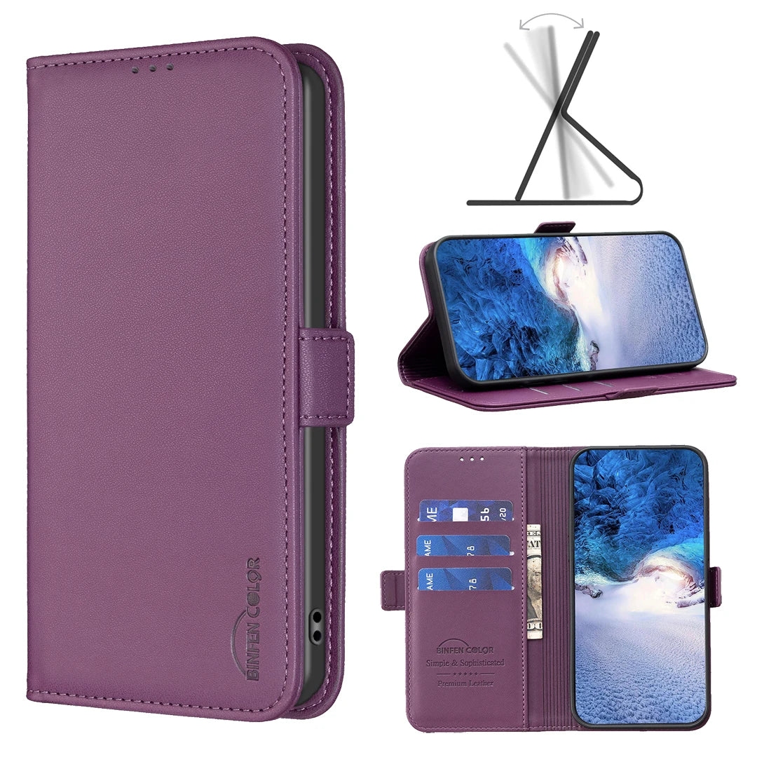 Shockproof Leather Folio Case with Card Slots for iPhone 17 Series