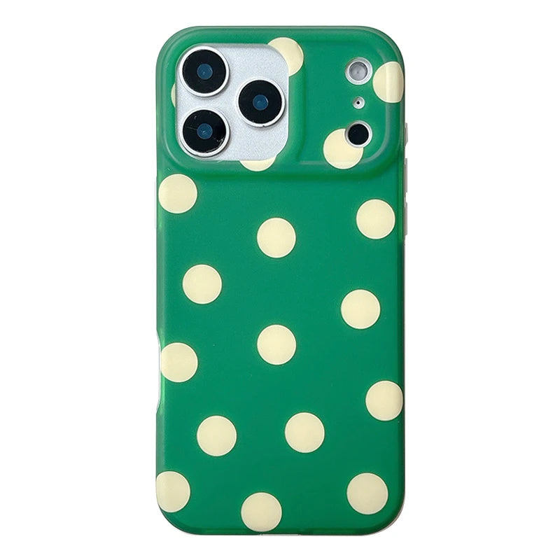 Trendy Green and Cream Polka Dot Case for iPhone 17 Series