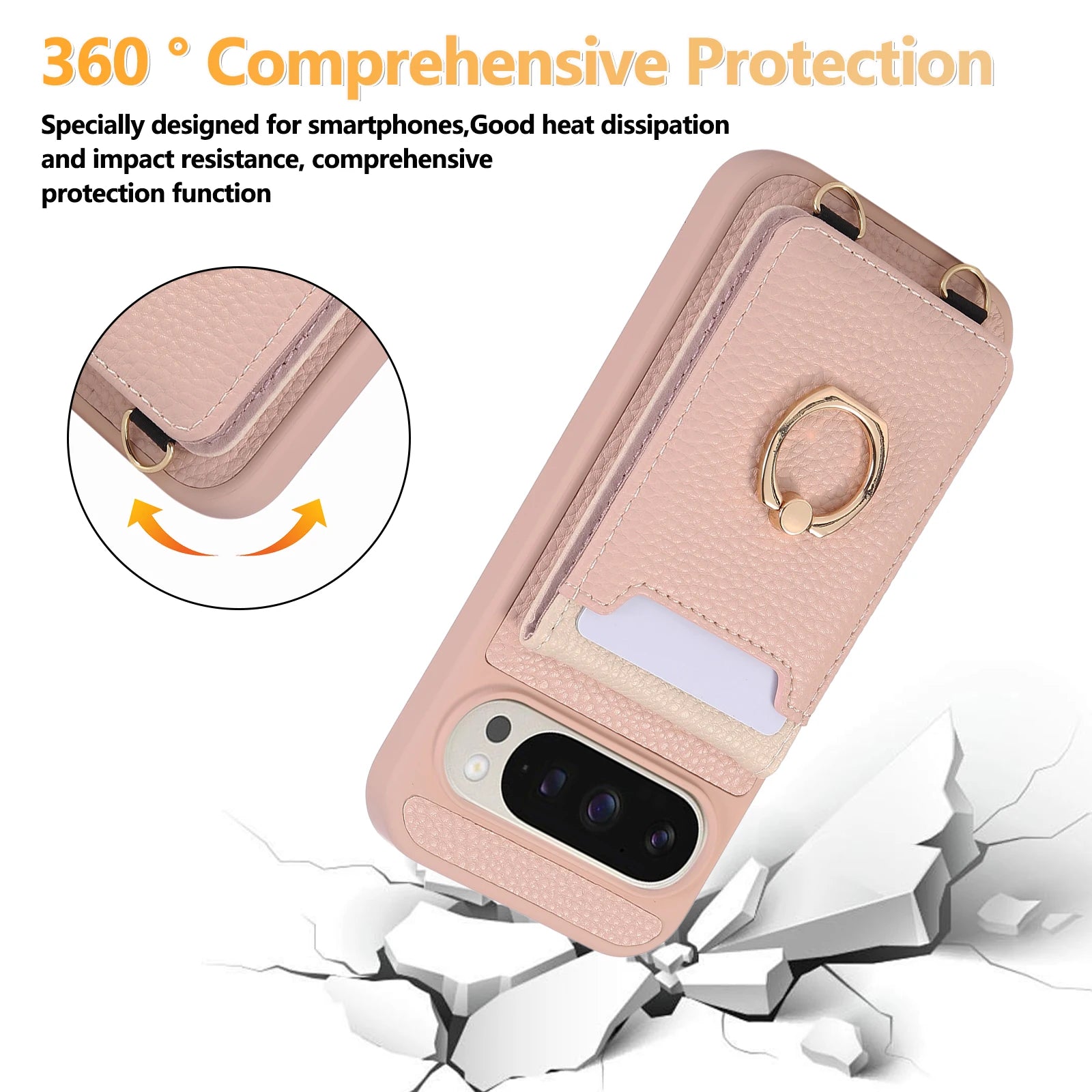 Lychee Grain Leather Crossbody Lanyard Case with Card Pocket for Google Pixel 8 Series
