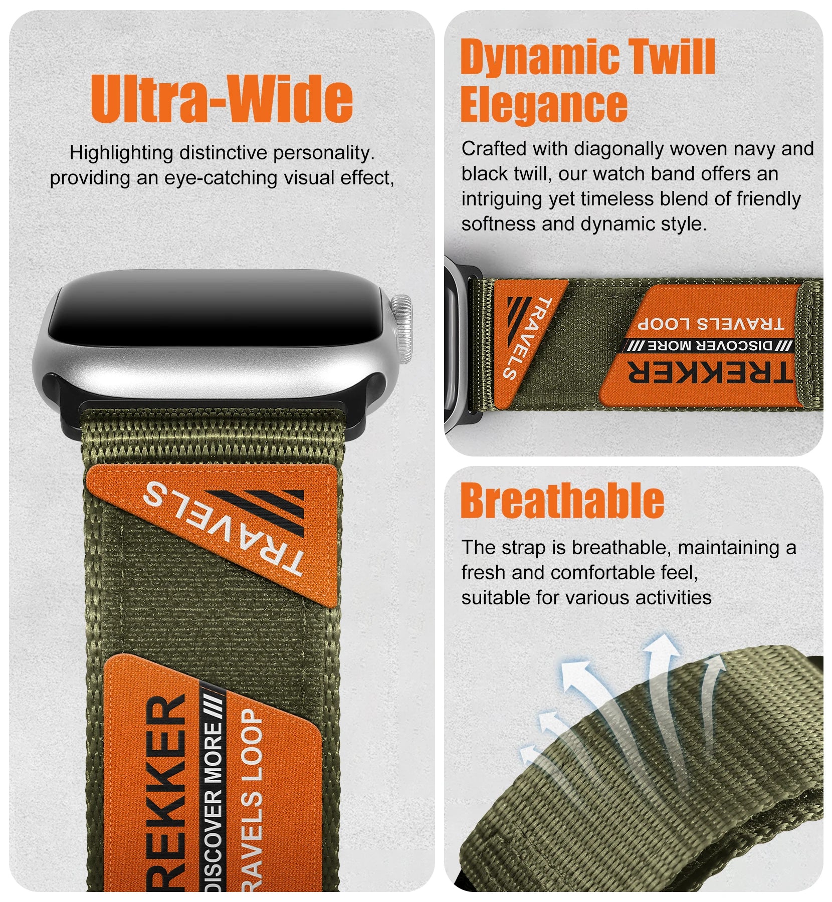 Breathable Nylon Trail Loop Sport Band for Apple Watch