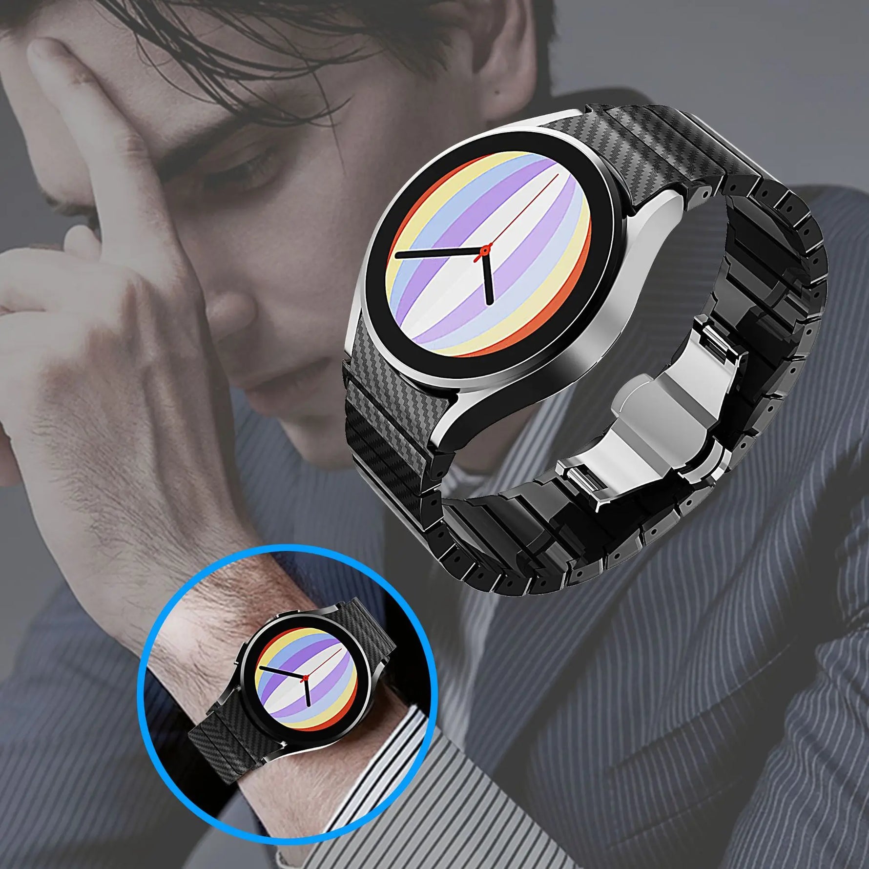 No-Gap Carbon Fiber Style Band for Samsung Galaxy Watch 6 & Galaxy Watch 6 Classic