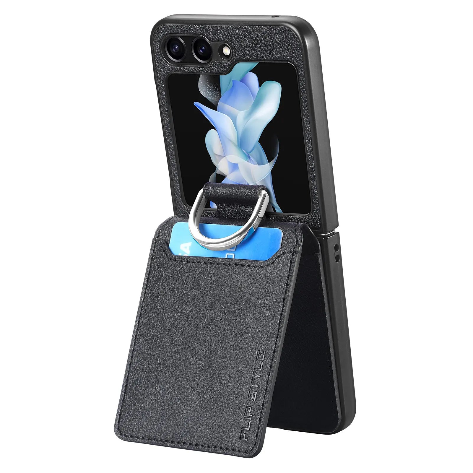 Luxury PU Leather Wallet Case with Ring for Samsung Galaxy Z Flip 5