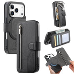 Shockproof Leather Flip Case with Detachable Zipper Wallet for iPhone 17 Series