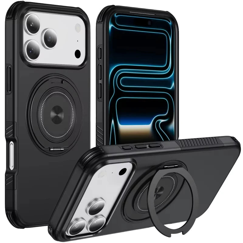 Shockproof Case with 360° Rotating Ring Stand for iPhone 18 Series
