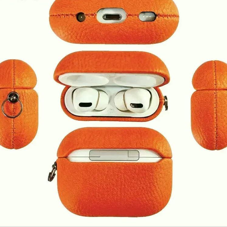 Lychee Pattern Cowhide Case with Secure Buckle for AirPods 4