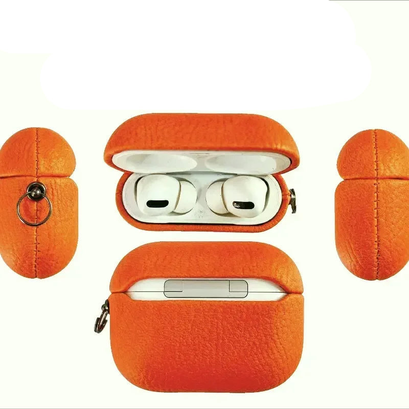 Lychee Pattern Cowhide Case with Secure Buckle for AirPods Pro 3